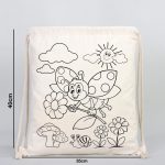 Boyanabilir Canım Annem İp Büzgülü Sırt Bez Çanta - 35x40cm - Uğurböceği Desenli - Görsel 4