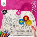 Boyanabilir Canım Annem İp Büzgülü Sırt Bez Çanta - 35x40cm - Uğurböceği Desenli