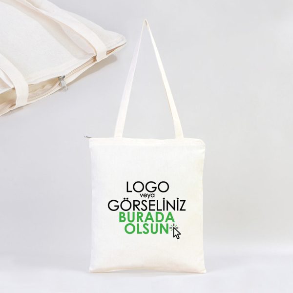Fermuarlı Ham Bez Çanta 35x40cm (Özelleştirilebilir)