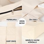 LUX Kanvas Çanta Ham Kulp, Fermuarlı- 40x35x10cm (Özelleştirilebilir) - Görsel 4