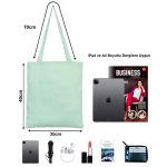 Gabardin Çanta Mint Yeşili - 35x40 cm - Görsel 7