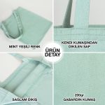 Gabardin Çanta Mint Yeşili - 35x40 cm - Görsel 5