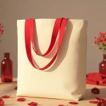 Kanvas Plaj Çantası Kırmızı Kulp 48x41x10 cm