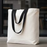 Kanvas Plaj Çantası Siyah Kulp 48x41x10 cm