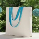 Kanvas Plaj Çantası Turkuaz Kulp - 48x41x10 cm