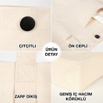 LUX Kanvas Çanta Ham Kulp - Ön Cepli, Çıtçıtlı 40x35x10cm - Görsel 5