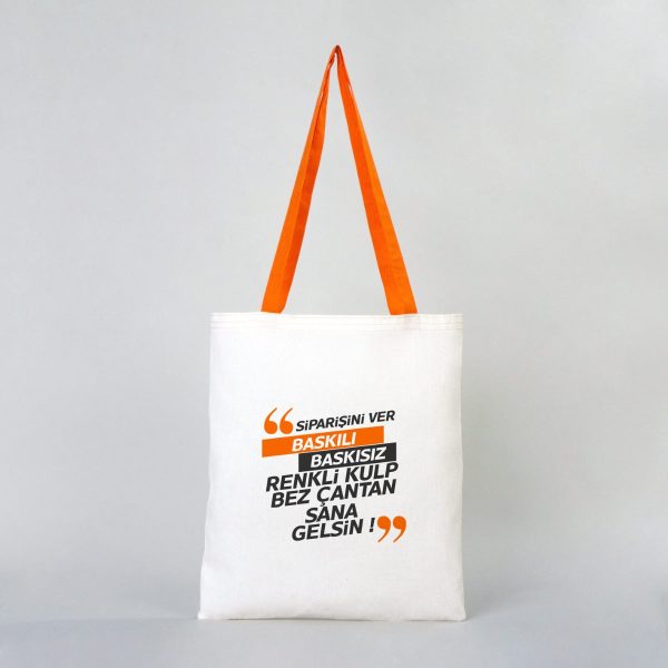 Ham Bez Çanta Turuncu Kulp 35x40 cm (Özelleştirilebilir)