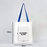 Ham Bez Çanta Saks Mavisi Kulp 35x40 cm (Özelleştirilebilir) - Görsel 3