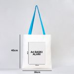 Ham Bez Çanta Turkuaz Kulp 35x40 cm (Özelleştirilebilir) - Görsel 3