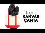 Trend Kanvas Çanta 40x35x12cm - Kırmızı Renkli Kulp - Görsel 4