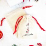 Mutlu Yıllar Hediye Paketi Baskılı Bez Kese - Renkli İp (Özelleştirilebilir)