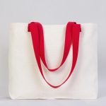 Modern Kanvas Çanta - Dıştan Kırmızı Örgü Kulp 45x35x8 cm - Görsel 5