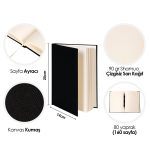 Kurumsal Logo Baskılı Siyah Kanvas Defter - 14x20 cm - Çizgisiz (Özelleştirilebilir) - Görsel 2