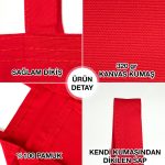 Kanvas Çanta Kırmızı 35 x 40 cm (Özelleştirilebilir) - Görsel 4