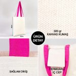 Kanvas Çanta Fuşya Kulp - İç Cepli (Özelleştirilebilir) - Görsel 5