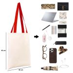 Kanvas Çanta Kırmızı Kulp - İç Cepli - 35x40 cm - Görsel 5