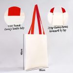 Kanvas Çanta Kırmızı Kulp - İç Cepli - 35x40 cm - Görsel 3