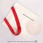 Kanvas Çanta Kırmızı Kulp - İç Cepli - 35x40 cm - Görsel 6