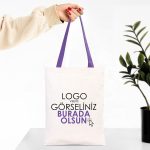 Kanvas Çanta Mor Kulp - İç Cepli (Özelleştirilebilir)