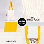 Kanvas Çanta Sarı Kulp - İç Cepli (Özelleştirilebilir) - Görsel 5