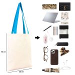 Kanvas Çanta Turkuaz Kulp - İç Cepli - 35x40 cm - Görsel 5