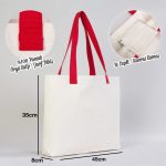 Modern Kanvas Çanta - Dıştan Kırmızı Örgü Kulp 45x35x8 cm - Görsel 3