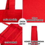Gabardin Bez Çanta 35x40 cm Kırmızı Renk - Görsel 3