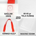 Tela Çanta Ultrasonik - Kırmızı Kulplu - 35x40cm (Körüksüz) - Görsel 4