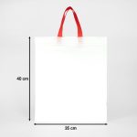 Tela Çanta Ultrasonik - Kırmızı Kulplu - 35x40cm (Körüksüz) - Görsel 2