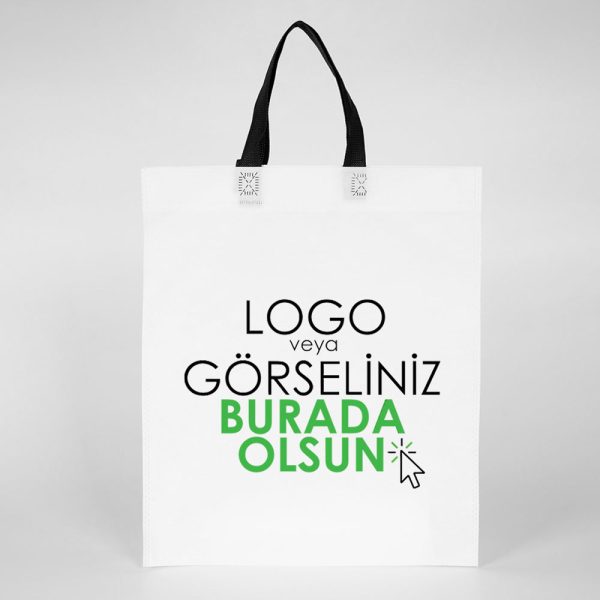 Tela Çanta Ultrasonik - Siyah Kulplu - 35x40cm (Özelleştirilebilir) 1000 Adet Tek Renk Baskı