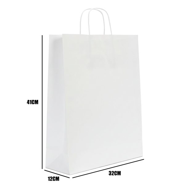 Burgu Saplı Beyaz Kraft Kağıt Çanta