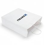 Burgu Saplı Beyaz Kraft Kağıt Çanta - 32x12x41 cm (Özelleştirilebilir) - Görsel 3