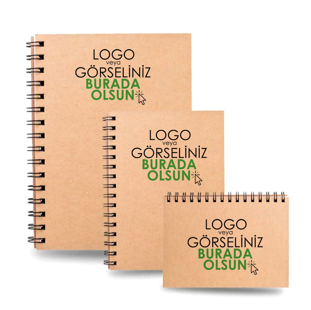 kraft-spiralli-defter-logo-baskili-1 Kraft Metal Spiralli Defter - Görsel 1