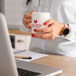 Kupa Bardak Baskı - Firmalara Özel Logo Baskılı Toptan Porselen Kupa Bardak - Beyaz - Görsel 6