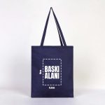 Karne Günü Hediyesi Lacivert Gabardin Bez Çanta – 35x40 cm - Görsel 3