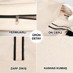 LUX Kanvas Çanta - Ön Cepli, Fermuarlı 40x35x10cm - Görsel 3