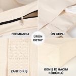 LUX Kanvas Çanta Fermuarlı - Ön Cepli, 40x35x10cm - Görsel 3