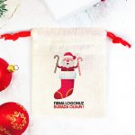 Noel Baba Baskılı Bez Kese Modeli - Renkli İp (Özelleştirilebilir) - Görsel 2