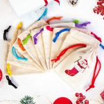 Noel Baba Baskılı Bez Kese Modeli - Renkli İp (Özelleştirilebilir) - Görsel 3