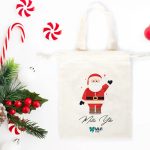 Yeni Yıl Noel Baba Baskılı Bez Kese - 15,5x20 cm Tek Tutma Kısa Kulp (Özelleştirilebilir) - Görsel 2