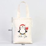 Yılbaşı Temalı Penguen Baskılı Bez Kese - 15,5x20 cm Tek Tutma Kısa Kulp (Özelleştirilebilir) - Görsel 2
