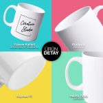 Kupa Bardak Baskı - Firmalara Özel Logo Baskılı Toptan Porselen Kupa Bardak - Beyaz - Görsel 2