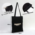 Fermuarlı Siyah Gabardin Bez Çanta 35x40cm (Özelleştirilebilir) - Görsel 2