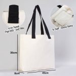 Modern Kanvas Çanta - Dıştan Siyah Örgü Kulp 45x35x8 cm - Görsel 3