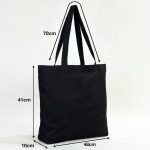 Siyah Kanvas Alışveriş & Plaj & Geniş Hacim Çanta - 48x41x10 cm İç cep Örgü Kulp - Görsel 4