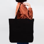 Siyah Kanvas Alışveriş & Plaj & Geniş Hacim Çanta - 48x41x10 cm İç cep Örgü Kulp - Görsel 2