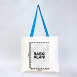 Gabardin Bez Çanta Turkuaz Kulp 40x35cm (Özelleştirilebilir) - Görsel 3