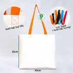 Gabardin Bez Çanta Turuncu Kulp 40x35cm - Görsel 2