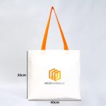 Gabardin Bez Çanta Turuncu Kulp 40x35cm (Özelleştirilebilir) - Görsel 2