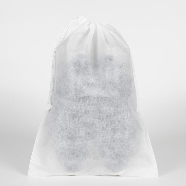 Ultrasonik Beyaz Tela Kese - İp Büzgülü - 42x32cm - Ayakkabı Ve Çamaşır Torbası - 100'li Paket